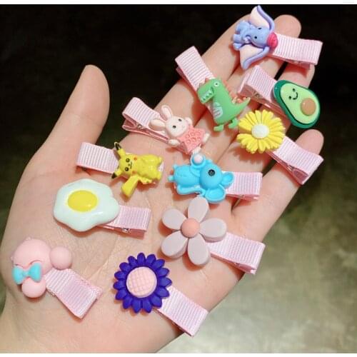 1Set New Girls Cute Cartoon Flower Fruit Hairpins Kids Sweet Hair Clips Barrettes Hair Ornament Baby Fashion Hair Accessories