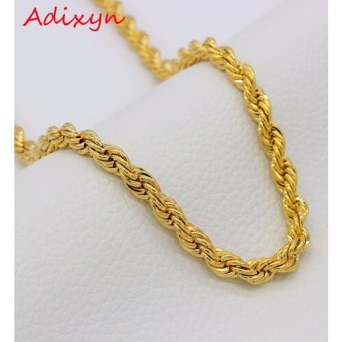 Adixyn Length 80cm/31.5inch Width 7mm Twisted Thick Chains Necklaces Gold Color Long Necklaces Jewelry Trendy Gifts