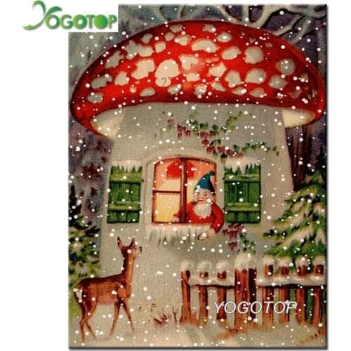 Diy Diamond Painting Landscape Santa Claus Deer Diamond Embroidery 5D Full Drill Winter Christmas Handcraft Icon mushroom YY1876