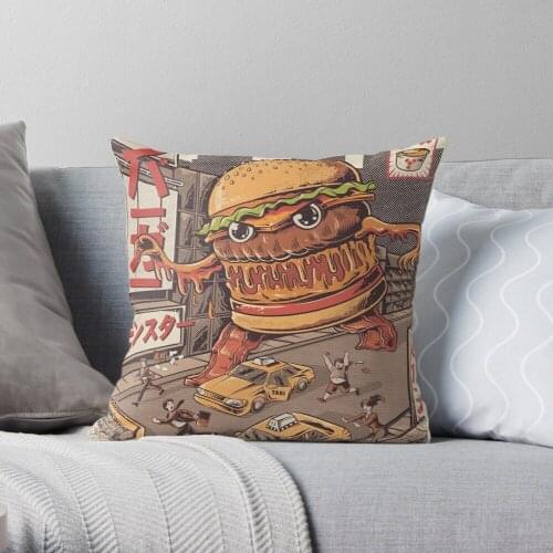 BurgerZilla Throw Pillow Cushion Cover Polyester throw pillows case on sofa home living room car seat decor 45x45cm