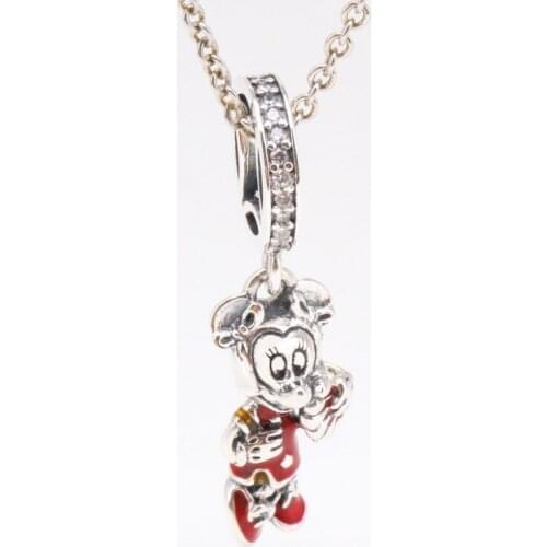 S925 Sterling Silver New Years Mickey And Minnie Mickey Tang Costume Pendant Fit Original Bracelet Necklace