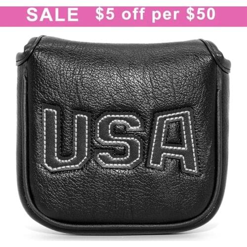 Golf Putter Headcover Golf Mallet Putter Headcover for Square USA Design Golf Club Head Cover Leather Putter Cover with Magnetic