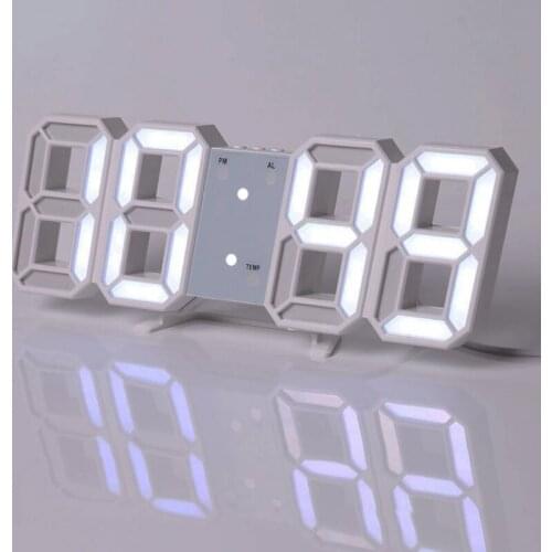 Digital Wall Clock 3D LED Alarm Clock Electronic Desk Clocks with Snooze 3 Auto Adjust Brightness Levels 12/24 Hour Display