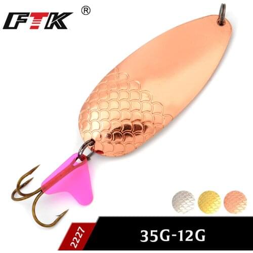 FTK new 1PC Metal Spinner Fishing Lure 3Colors Hard Baits Spoon 12cm/35g With 1/0# Hook Paillette Wobbler Pesca Tackle