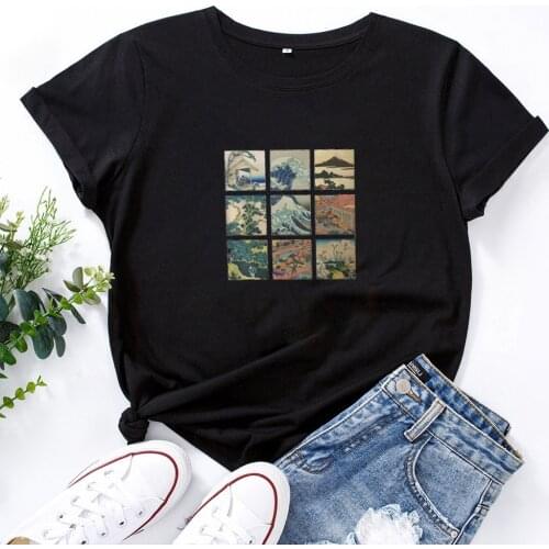 Harajuku Landscape Pattern T-Shirt Women Personality Short Sleeve Printing T Shirt Women Fashion Cotton Tee Shirt Femme