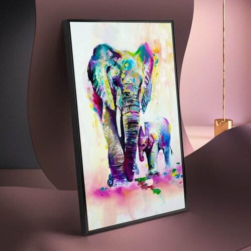 Graffiti Art Of Elephant Family Canvas Paintings On the Wall Art Posters And Prints Nordic Animals Art Pictures For Kids Room