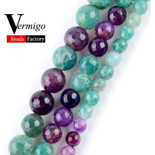 Wholesale Natural Stone Beads Faceted Mix Cracked Agates Onyx Spacer Loose Beads For Jewelry Making 6-10mm Diy Bracelet 15"