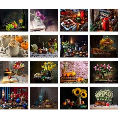Fruit Book Flower 5D Square Round Diamond Painting Retro Teapot Mosaic Sticker Diamond Embroidery Handmade Gift Coffee Picture