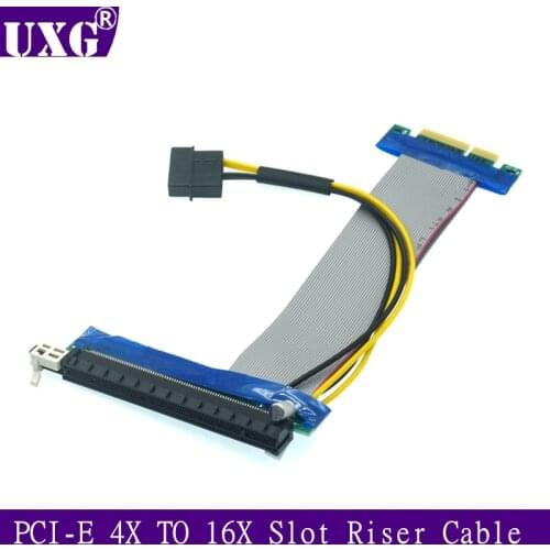 PCI-E 4X to 16X extension soft cable 4X PCI-E to 16X graphics Riser Card adapter cable 4X to 16X cable With 4pin Power Cable