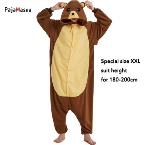 XXL Brown Bear Soft Men Women PAJAMASEA Animal Onsie Costume Cartoon Christmas Family Onesies for Adults Cosplay RaccoonKigurumi
