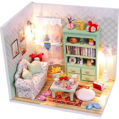 Creative DIY Children Adult Miniature Doll house Wooden Kits Assembled building blocks mini scene home furnishing toys