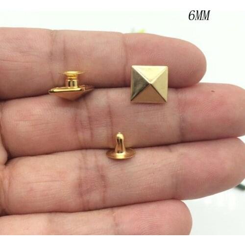 100pcs Lot 6mm Metal Pyramid Cap Rivets Studs Square Rivet for Leather Craft Bag Belt Clothing Garment Shoes Pet Collar Decor