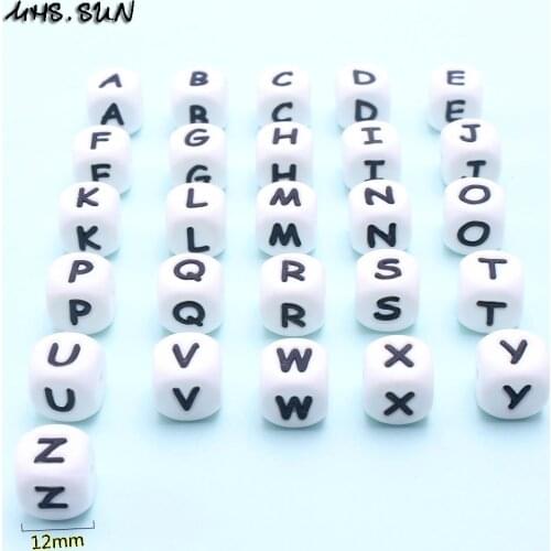 MHS.SUN Special square letters silicone beads chewable 12*12mm mixed 100% food grade teething beads DIY baby nursing jewelry