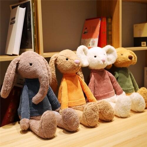 55cm Cute Pet Doll Animal Rabbit Elephant Mouse Dog Plush Stuffed Toy Baby Soothing Accompany Sleeping Doll Christmas Gift