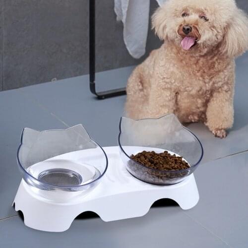 Pet Dog Cat Slow Feed Protect Spine Bowl Drinking Protection Stomach Bowl Double Drinking Dish Feeders Dog Accessories #T2P