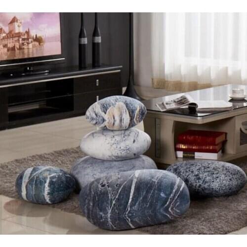 A Set/6pcs Patterned Pebble Stone Pillows Rock Cushions Decorative Hugged Pillow