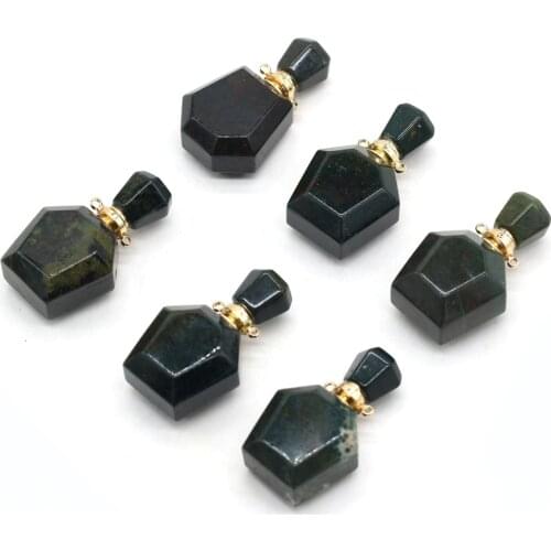 Natural Perfume Bottle Marine Tourmaline Stone Pendant Necklace Crystal Agate Essential Oil Diffuser Charms for Jewelry Making