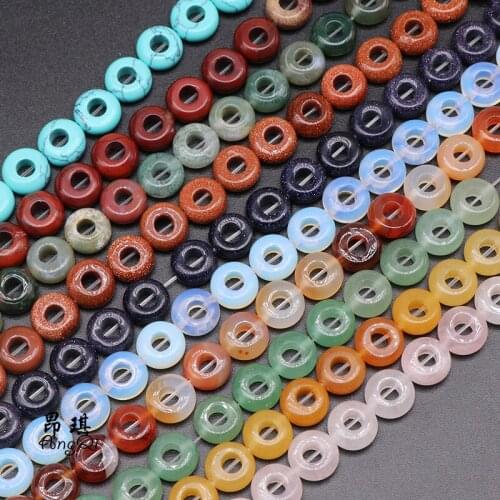 Natural Big Hole Stone Agates Crystal Beads Loose Spacer Beads Hole Size 4mm For Jewelry Making DIY Charm Bracelet Necklace 15