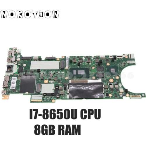 NOKOTION 02HL854 01LV627 01LV658 NM-B471 For Lenovo ThinkPad T480S PC Motherboard I7-8650U CPU MX150 2G+8GB RAM