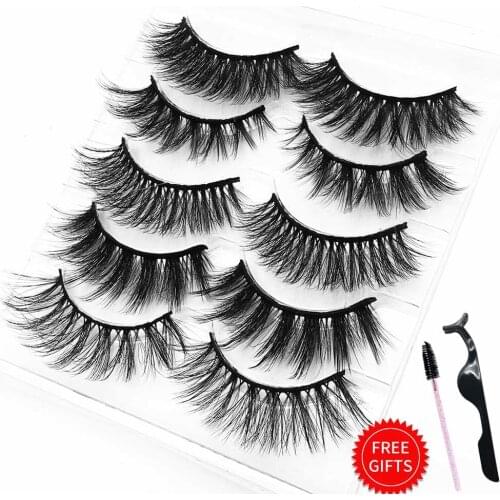5Pairs 3D Mink Lashes Mixed Silk Eyelashes Natural Long False Eyelashes Dramatic Volume Fake Lashes Makeup Eyelash Extension