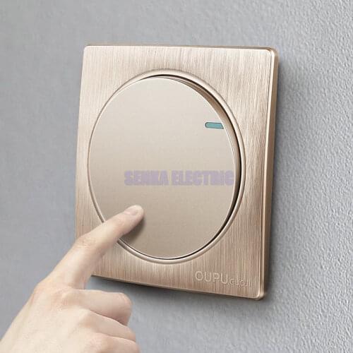 New Arrival Luxury Gold Wall Switch 1 Gang 1 Way Brief AC 110~250V Round Panel Wall Switch