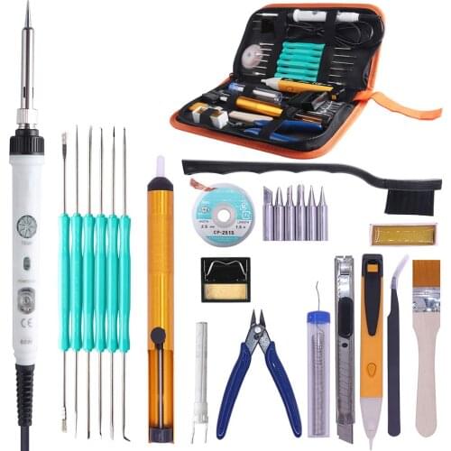 PJLSW Soldering Iron 26 in 1 Soldering Iron Kits 60w Adjustable Temperature with ON/OFF Switch 6 Soldering Iron Tips,Stand,Desol