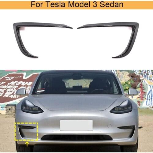 Auto Car Front Bumper Canards Splitters for Tesla Model 3 Sedan 4-Door 2016 - 2020 Car Front Bumper Canards Fins Carbon Fiber