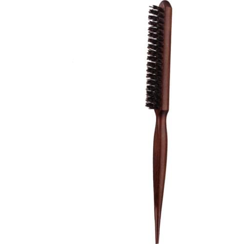 3-Row Bristles Wood Handle Back Combing Hair Brush Tease Brush Styling Tool