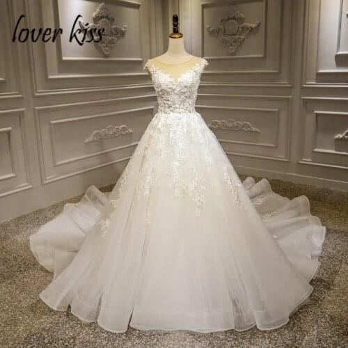 Lover Kiss Vestido De Noiva Lace Wedding Dresses Bridal Gowns Flowers Beaded Fairy Wedding Dress robe de mariee