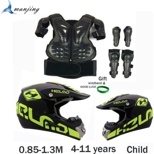 With Gift Boys Girls Motocross Safety Vest Armor Motorcycle Equipment Cycling Baby Head protector 52-54cm helmet LL