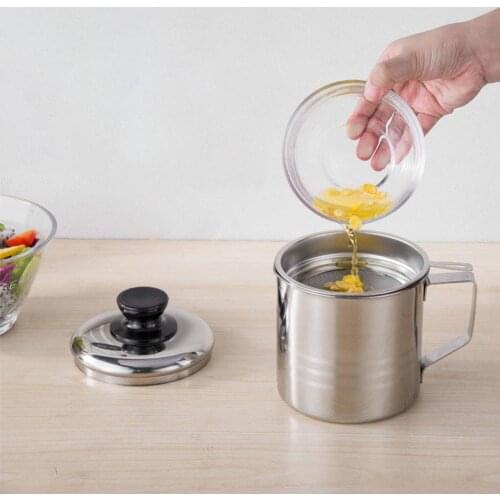 1.2L Stainless Steel Oil Strainer Pot Durable Easy to Use Portable Container Jug Storage Can with filter Cooking Oil Pot