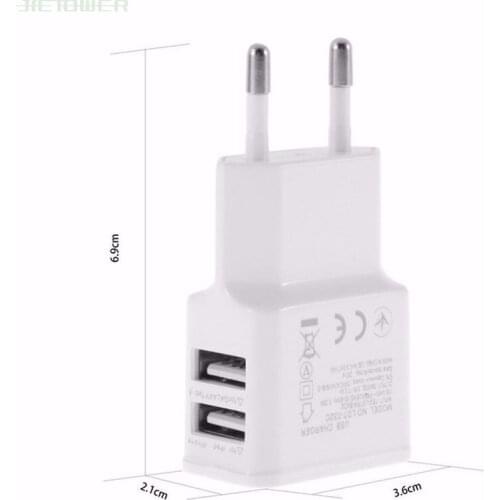 100pcs/lot Universal EU US Plug 5V 2A Dual Ports 2 USB Adapter USB Wall Travel Charger Adapter for Samsung S8 S9 IPhone MAX 8 7