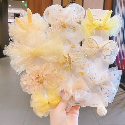 3PCS/Set New Girls Cute Chiffon Yarn Bow Hairpins Kids Sweet Hair Ornament Headband Hair Clip Barrettes Fashion Hair Accessories