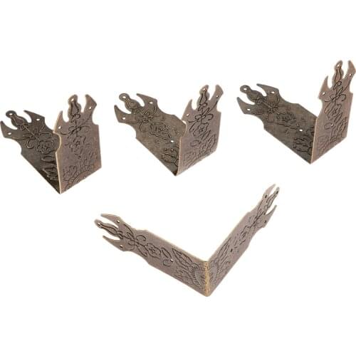 4pcs/set Antique Bronze Corner Vintage Lace Pattern Iron Protector Guard 69*69*29mm Jewelry Wine Gift Wood Box Table Leg w/Nail