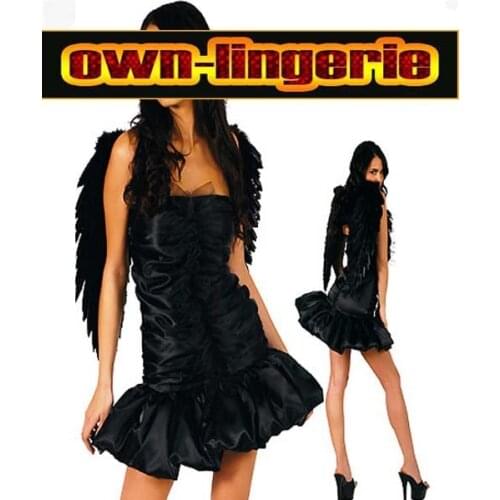 Free shipping black angel costume with accessory down heaven dark angel costume X4309