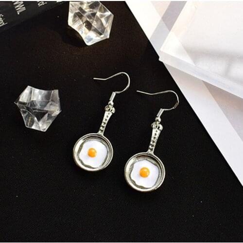 BTWGL Fried Egg Earrings, Food Earrings, Frying Pan Earrings, Cute Earrings, Kawaii, Gift Idea