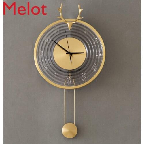 The Nordic Copper Watch Deer Wall Clock Modern Minimalist Living Room Home Fashion Creative and Slightly Luxury Wall