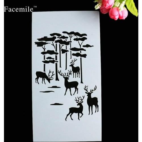 Facemile Merry Christmas Deer Decorative Cookies Stencil Plastic Stencil For Coffee Decoration Fondant Template Gift