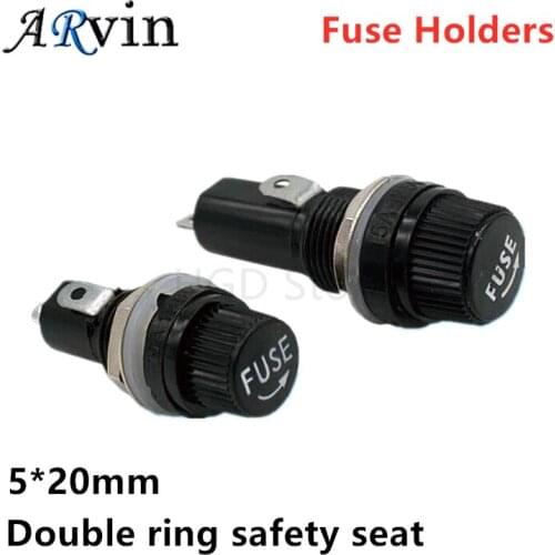 10pcs 5*20mm Fuse Holders 5X20 Black Insurance Tube Socket Fuse Holder For 5*20 Insurance Panel Mount Fuse Holder Fusibles Fuses