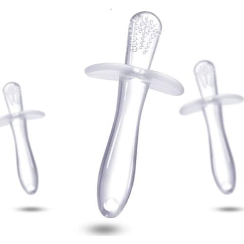 Baby Silicone Training Toothbrush BPA Free Safe Toddler Teether Toy for Babies Teething Chew Ring Gift for Infant Baby Molar Rod