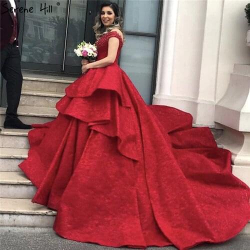 Dubai Luxury Wine Red Vintage Wedding Dresses 2020 Sequined Ruffles Lace Bridal Gowns Real Photo HA2220 Custom Made