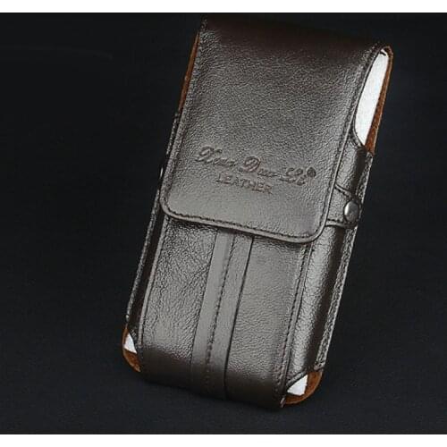 Hot Sale Men Genuine Leather Waist Bag Cell/Mobile Phone Case Card Holder Purse Pouch Hook Belt Skin Cowhide Fanny Pack
