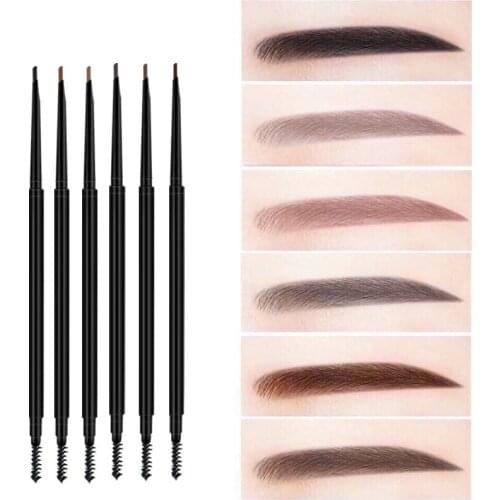 6 Colors Extreme Fine Small Triangle Double-head Eyebrow Tint Pencil Private Label Eyebrow Pen Waterproof No Logo Makeup Brow