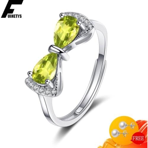 Luxury Rings s925 Sterling Silver Jewelry Bowknot Shape Emerald Zircon Gemstone Open Finger Ring for Women Wedding Party Gift