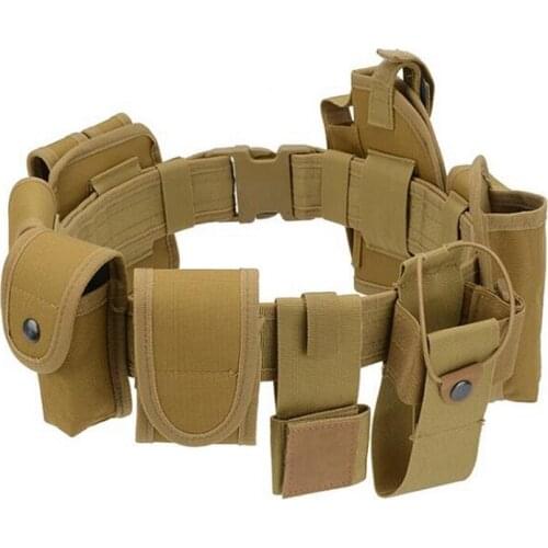 10 Pieces Parts All in One Set Military Tactical Waist Belt Equipment Gun Holster Flashlight Police Security Guard SWAT Utility