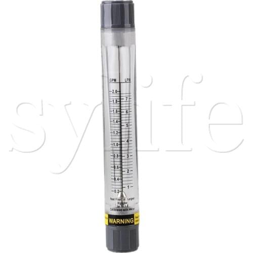 LZM-15G 0.2-2GPM /1-8LPM Tube Water Liquid Measurement Flowmeter Clear and Grey