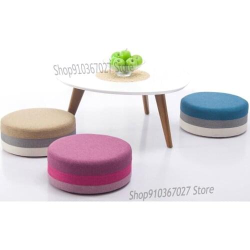 Small Round Stool Futon Cushion Home Low Stool Nordic Round Pier Coffee Table Stool Fabric Sofa Stool