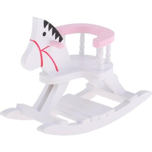 Retro 1/12 Miniature Wooden Cockhorse Rocking Horse Dolls House Room Garden