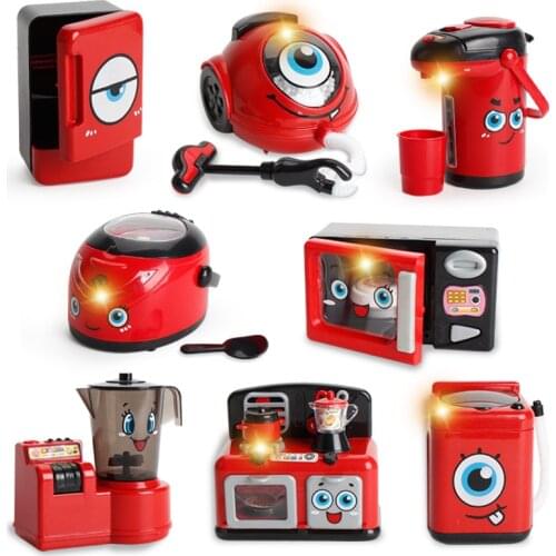 Cartoon Kitchen Toys Children Pretend Play Toy Educational Electric Toy Furniture of Furnace Wash Machine Cooker for Girl Gifts