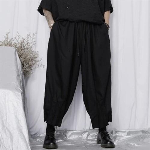 Original new casual pants mens nine-point pants Japanese Yamamoto style large size mens loose wide-leg pants trend